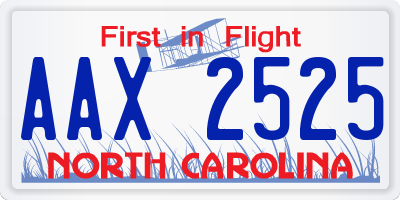 NC license plate AAX2525