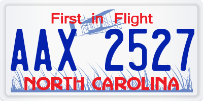 NC license plate AAX2527