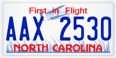 NC license plate AAX2530