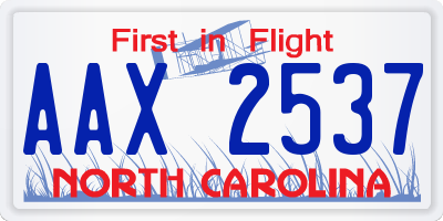 NC license plate AAX2537