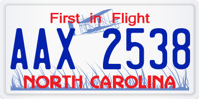 NC license plate AAX2538