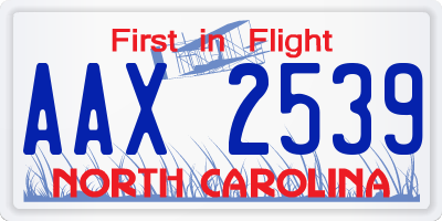 NC license plate AAX2539