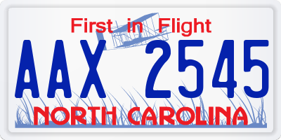 NC license plate AAX2545