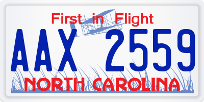 NC license plate AAX2559