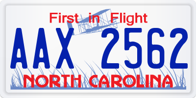NC license plate AAX2562