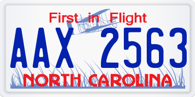 NC license plate AAX2563