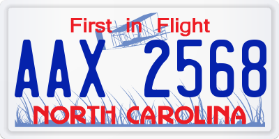 NC license plate AAX2568