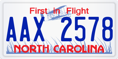 NC license plate AAX2578
