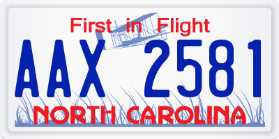 NC license plate AAX2581