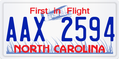 NC license plate AAX2594