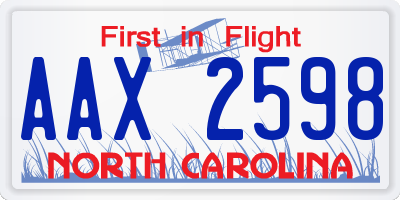 NC license plate AAX2598