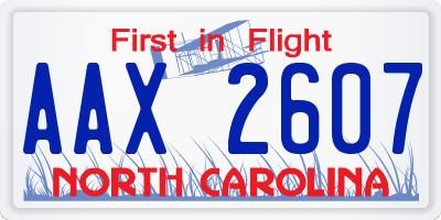 NC license plate AAX2607