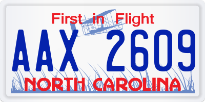 NC license plate AAX2609