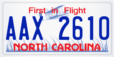 NC license plate AAX2610