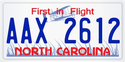 NC license plate AAX2612