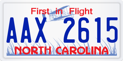 NC license plate AAX2615