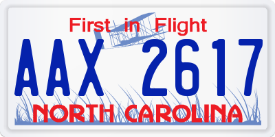 NC license plate AAX2617