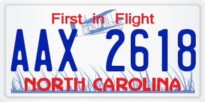 NC license plate AAX2618