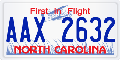 NC license plate AAX2632