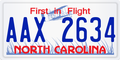 NC license plate AAX2634