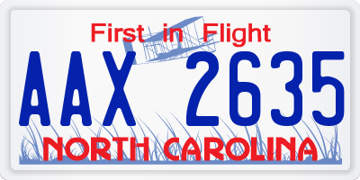 NC license plate AAX2635