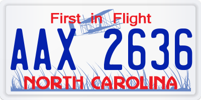 NC license plate AAX2636