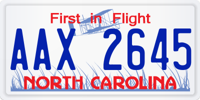 NC license plate AAX2645