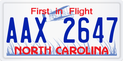 NC license plate AAX2647