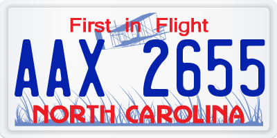 NC license plate AAX2655