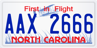 NC license plate AAX2666