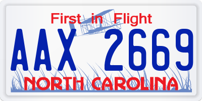 NC license plate AAX2669