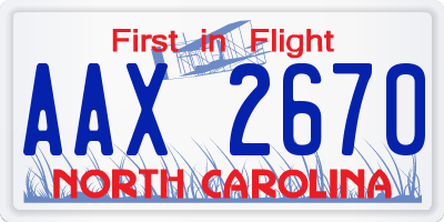 NC license plate AAX2670