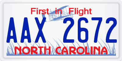 NC license plate AAX2672