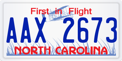 NC license plate AAX2673