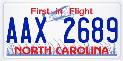 NC license plate AAX2689