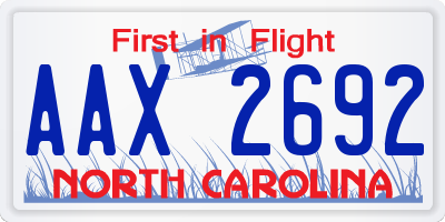 NC license plate AAX2692