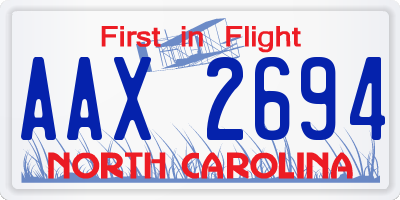 NC license plate AAX2694