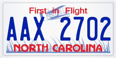 NC license plate AAX2702