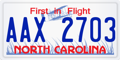 NC license plate AAX2703