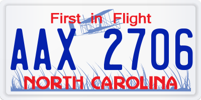 NC license plate AAX2706