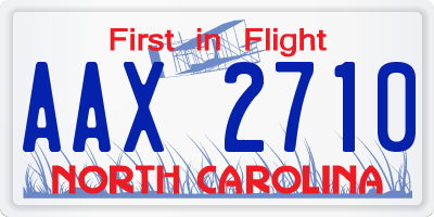NC license plate AAX2710