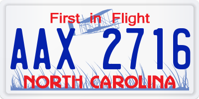 NC license plate AAX2716