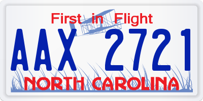 NC license plate AAX2721