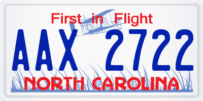 NC license plate AAX2722