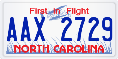 NC license plate AAX2729