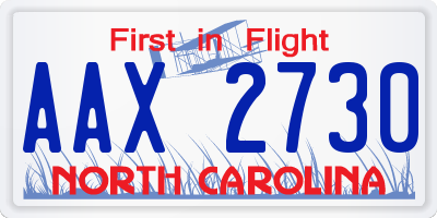 NC license plate AAX2730