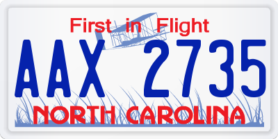 NC license plate AAX2735