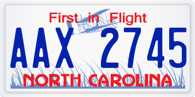 NC license plate AAX2745