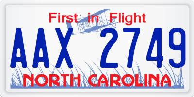 NC license plate AAX2749