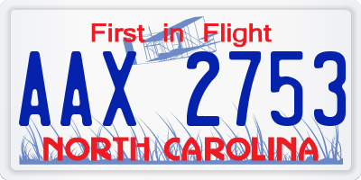 NC license plate AAX2753